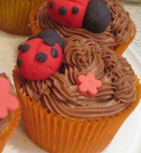Ladybugs on cupcakes